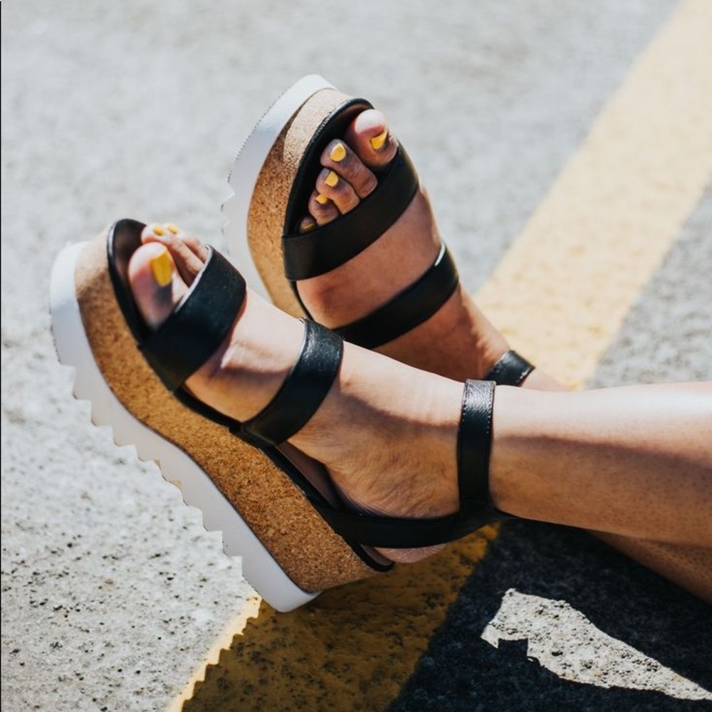 Steve Madden Kirsten Black Platform Sandals